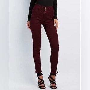 Refuge High Waist Super Skinny Jeans in Burgundy/Maroon/Red Size 4